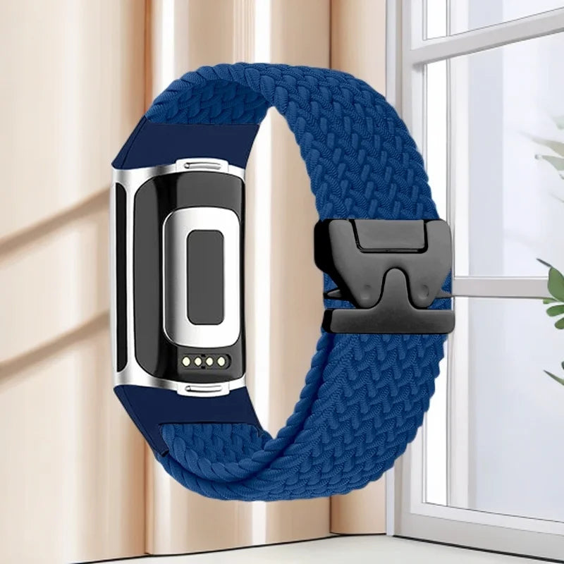 Πλεκτό βραχιόλι για το ρολόι Fitbit Charge 5, Charge 6 μπλε