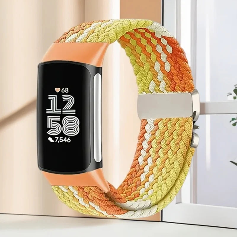 Πλεκτό βραχιόλι για το ρολόι Fitbit Charge 5, Charge 6 πορτοκαλί κίτρινο