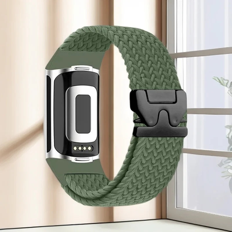 Πλεκτό βραχιόλι για το ρολόι Fitbit Charge 5, Charge 6 πράσινο