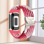 Πλεκτό βραχιόλι για το ρολόι Fitbit Charge 5, Charge 6 κόκκινο ροζ