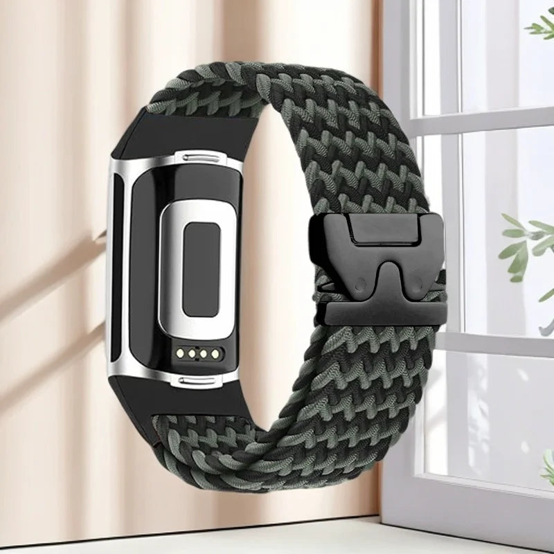 Πλεκτό βραχιόλι για το ρολόι Fitbit Charge 5, Charge 6 χακί