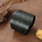 Βραχιόλι Βίκινγκ Vegvisir από μαύρο δέρμα