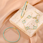 Σετ 3 βραχιολιών με τετράφυλλα τριφύλλια από μπλε ζιρκόνιο