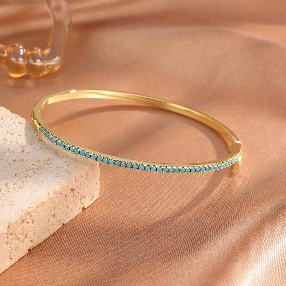 Σετ 3 βραχιολιών με τετράφυλλα τριφύλλια από μπλε ζιρκόνιο