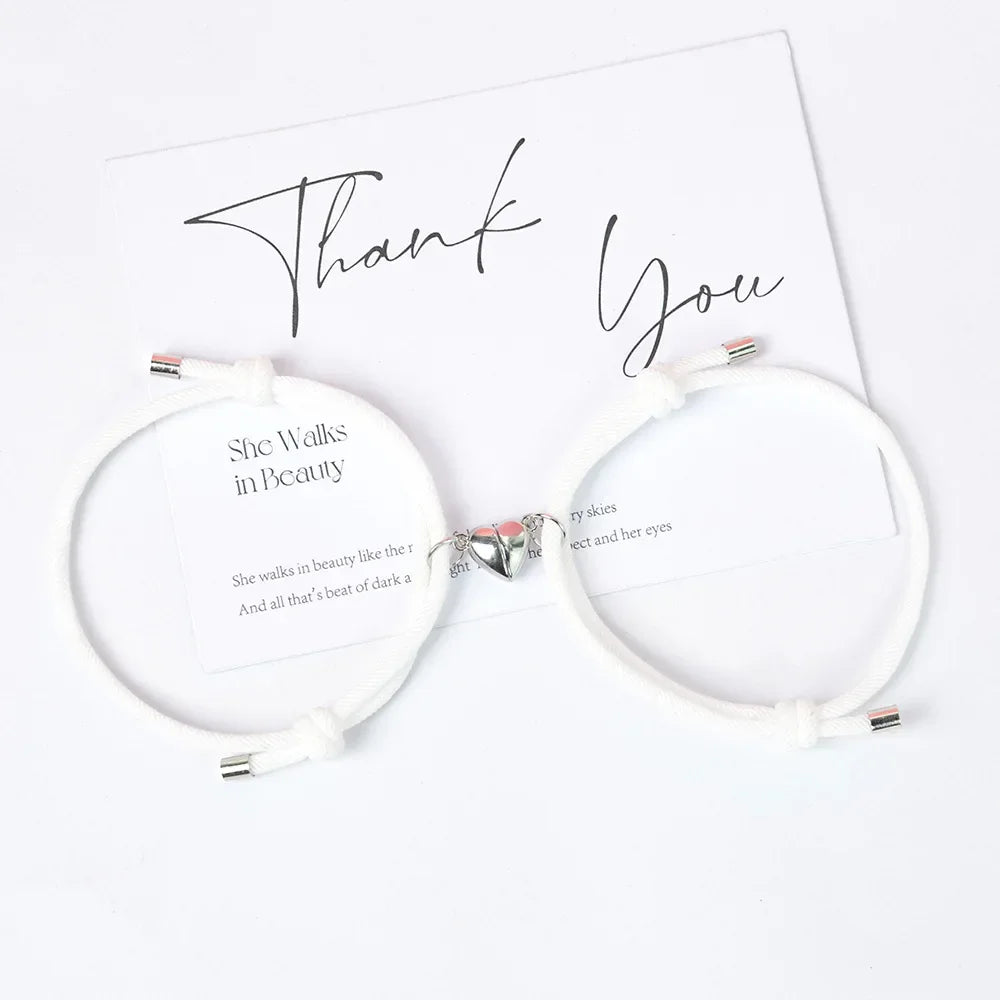 Βραχιόλια για Ζευγάρια Φίλων Gourmette Καρδιά Μαγνητική 3