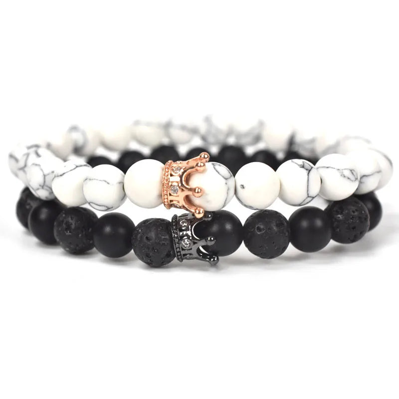 Βραχιόλια για Ζευγάρια Gourmette Στέμμα Βασιλιά & Βασίλισσα