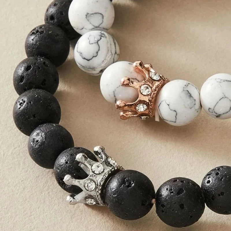 Βραχιόλια για Ζευγάρια Gourmette Στέμμα Βασιλιά & Βασίλισσα