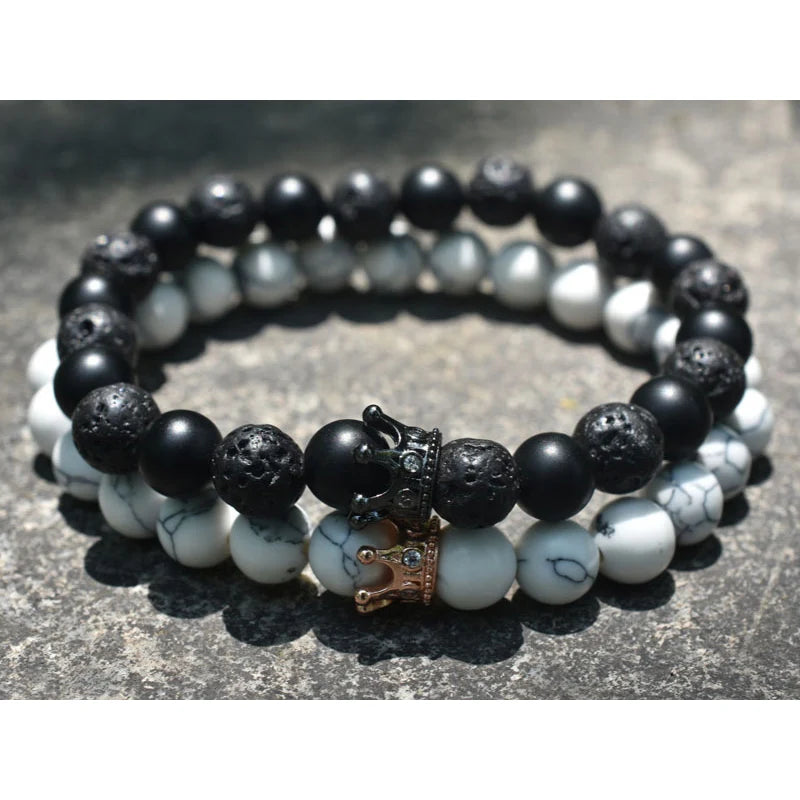 Bracelets pour Couples Gourmette Couronne Roi & Reine