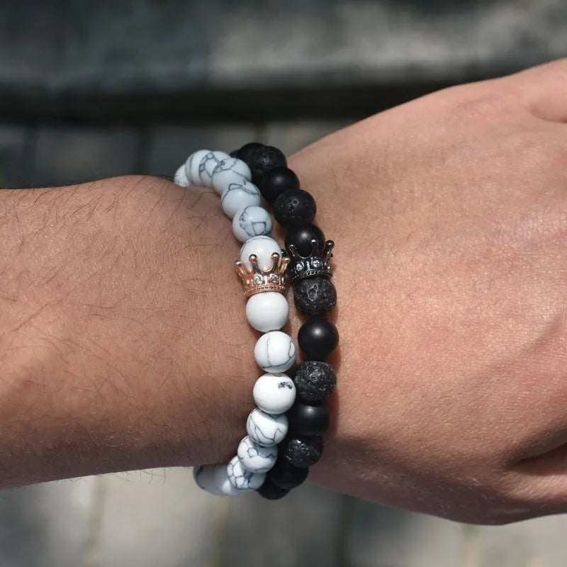 Βραχιόλια για Ζευγάρια Gourmette Στέμμα Βασιλιά & Βασίλισσα