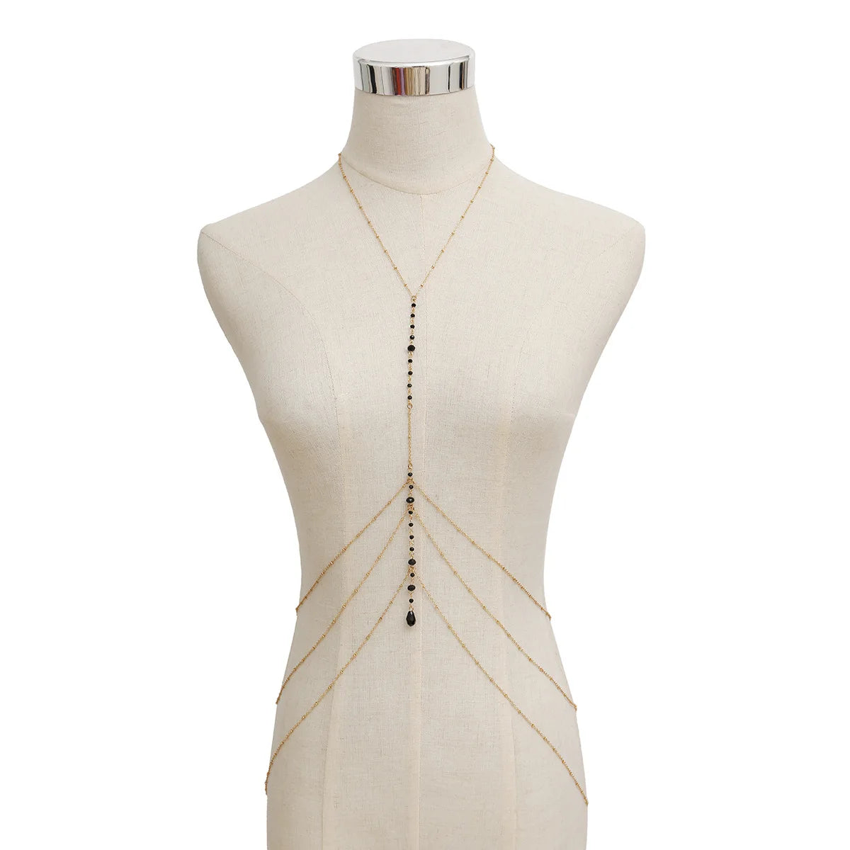 Γυναικεία αλυσίδα για ντεκολτέ, μαύρο κολιέ χρυσό