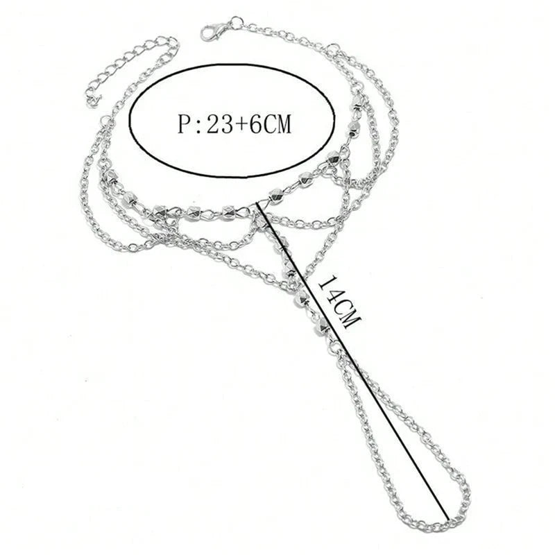 Chaîne de Pied Perles Argentées - Bijou de Pied Femme