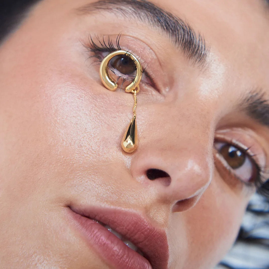 Κλιπς Αυτιών Κρεόλ Λεπτή Σταγόνα Νερού χρυσό