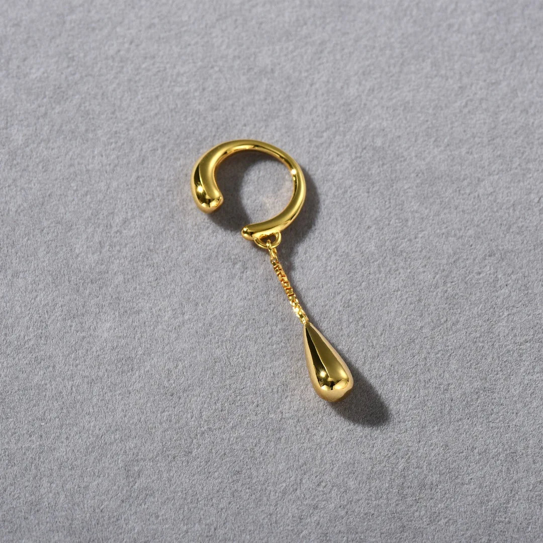 Κλιπς Αυτιών Κρεόλ Λεπτή Σταγόνα Νερού χρυσό