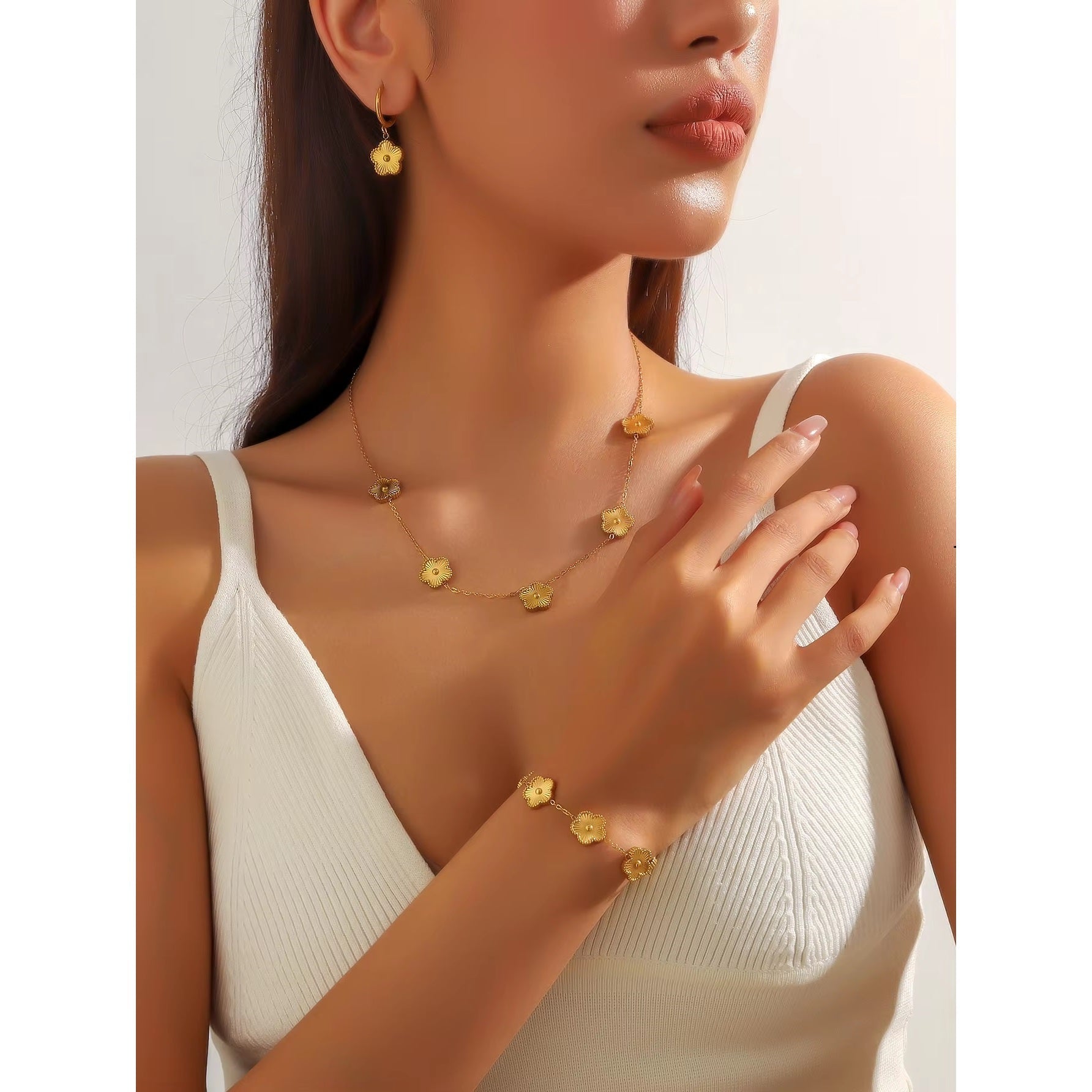 Σετ από 3 Κοσμήματα Μαργαρίτες Χρυσό 