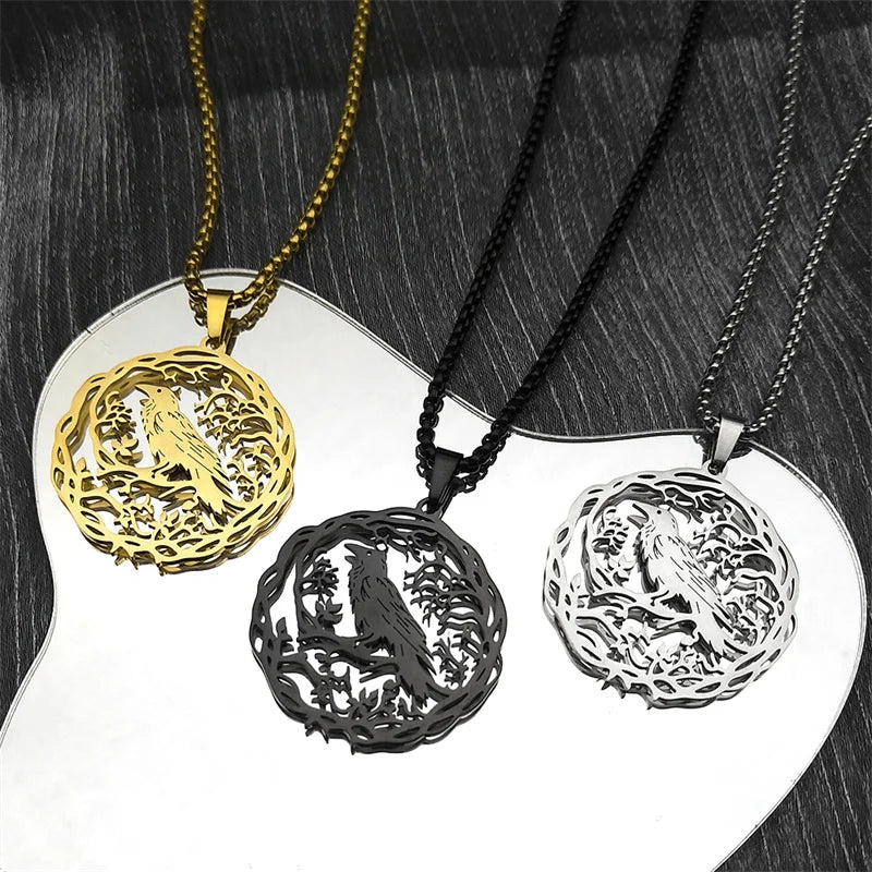 Κολιέ με μενταγιόν δέντρο με πουλί ασημί