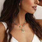 Κολιέ με μενταγιόν Φυλαχτό Ονείρων και Τιρκουάζ Χάντρες