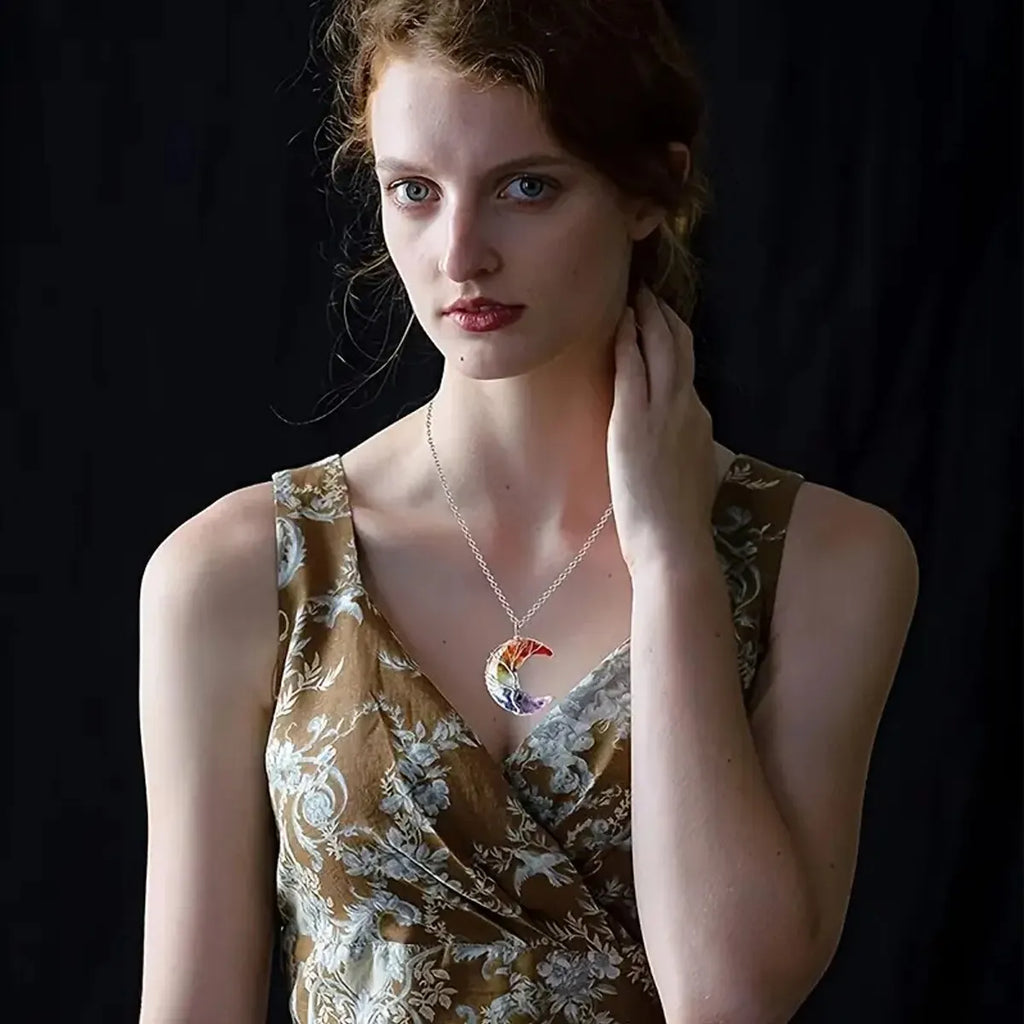 Κολιέ με μενταγιόν Ημισέληνο 7 Τσάκρα