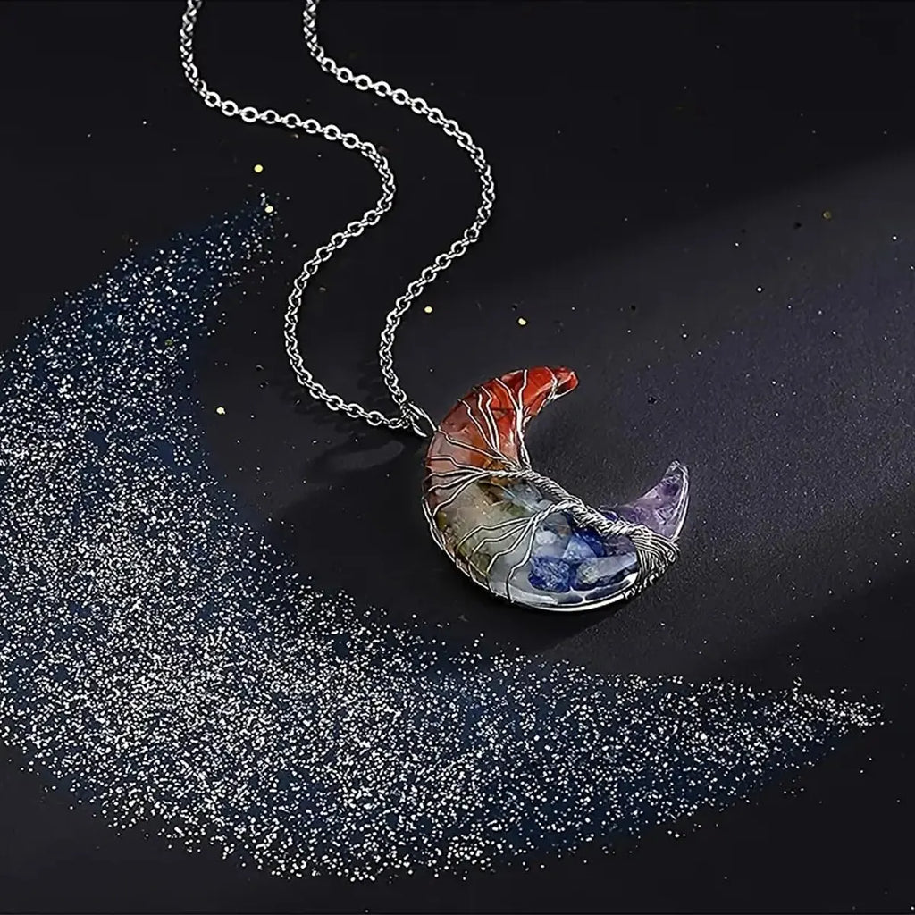 Κολιέ με μενταγιόν Ημισέληνο 7 Τσάκρα