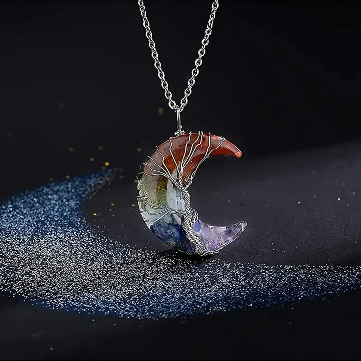 Κολιέ με μενταγιόν Ημισέληνο 7 Τσάκρα