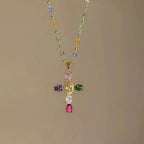 Κολιέ με μενταγιόν σταυρό από ζιρκόν για γυναίκες