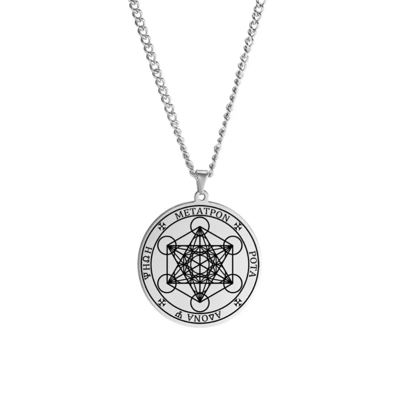Collier avec Pendentif Cube Métatron argent