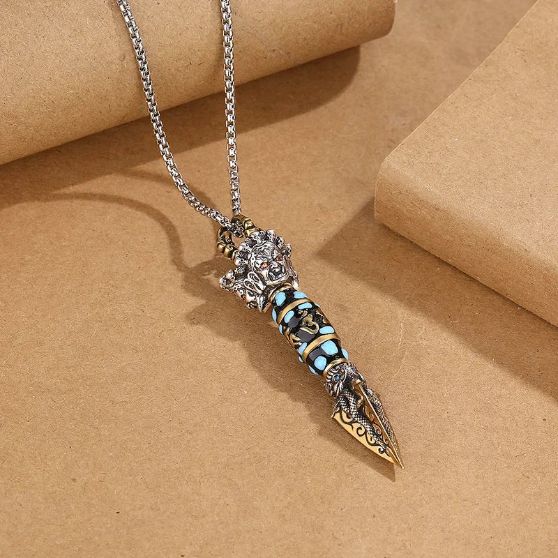 Collier avec pendentif dague phurba rituelle tibétaine de protection anti-stress