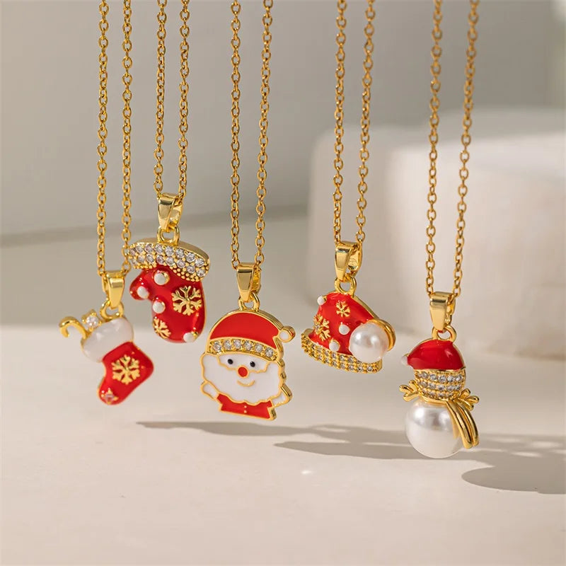 Κολιέ με μενταγιόν χιονάνθρωπος Χριστουγέννων