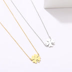 Κολιέ με μενταγιόν σε σχήμα φύλλου τριφυλλιού, γούρι ασημί