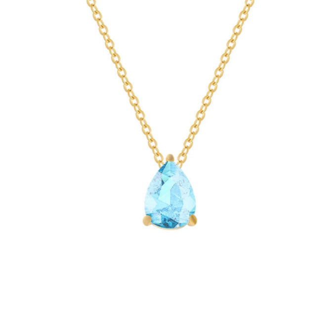Collier avec Pendentif Goutte d'Eau en Zircon Pierre de Naissance