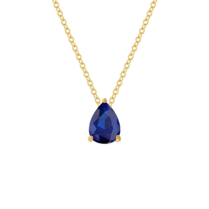 Collier avec Pendentif Goutte d'Eau en Zircon Pierre de Naissance
