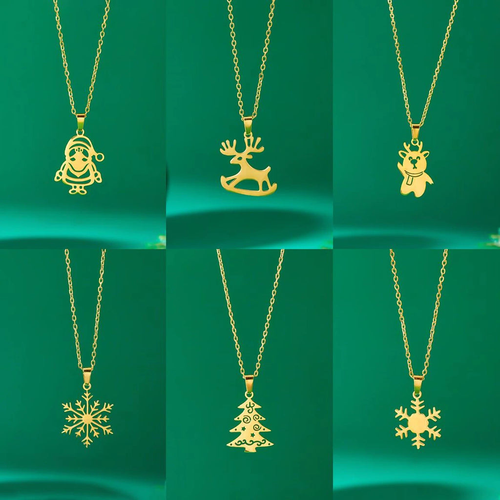 Κολιέ με χειμερινό μενταγιόν ελάφι χρυσό