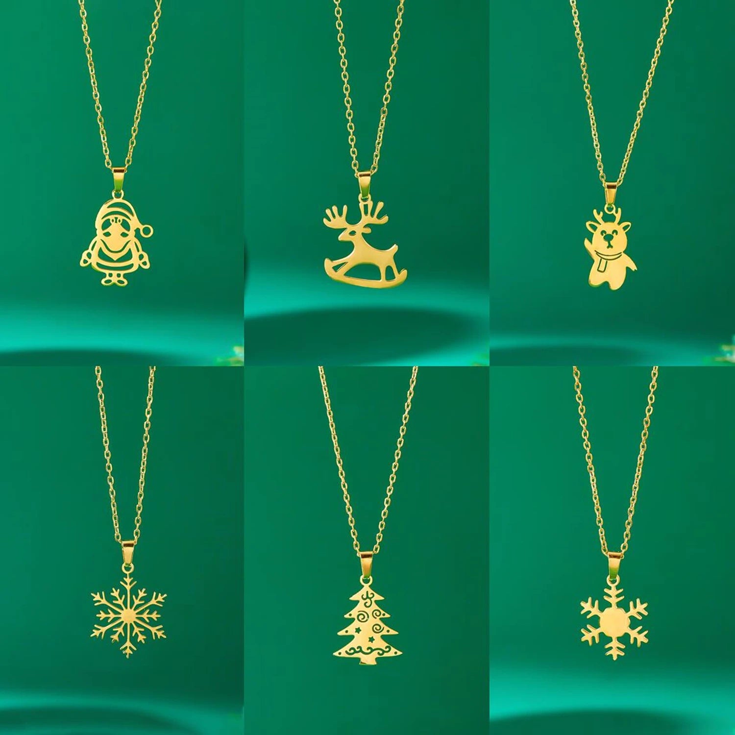 Κολιέ με χειμερινό μενταγιόν ελάφι χρυσό