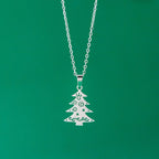 Κολιέ με χειμερινό μενταγιόν έλατο ασήμι