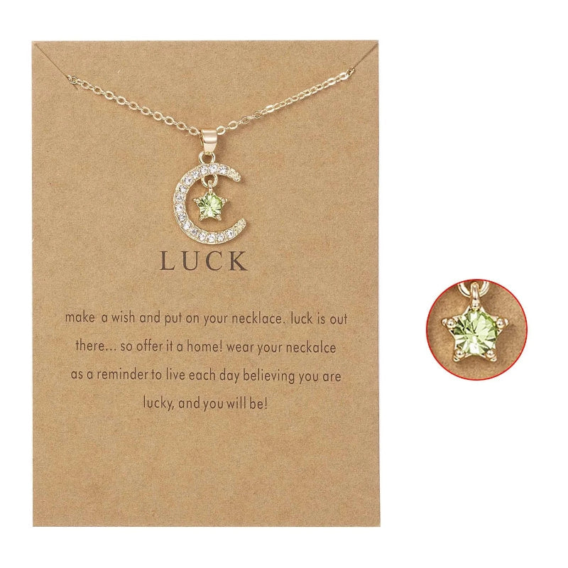 Κολιέ με μενταγιόν φεγγάρι από στρας, λίθος γέννησης