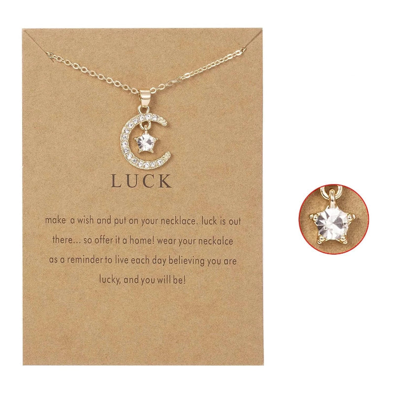 Collier avec Pendentif Lune en Strass Pierre de Naissance