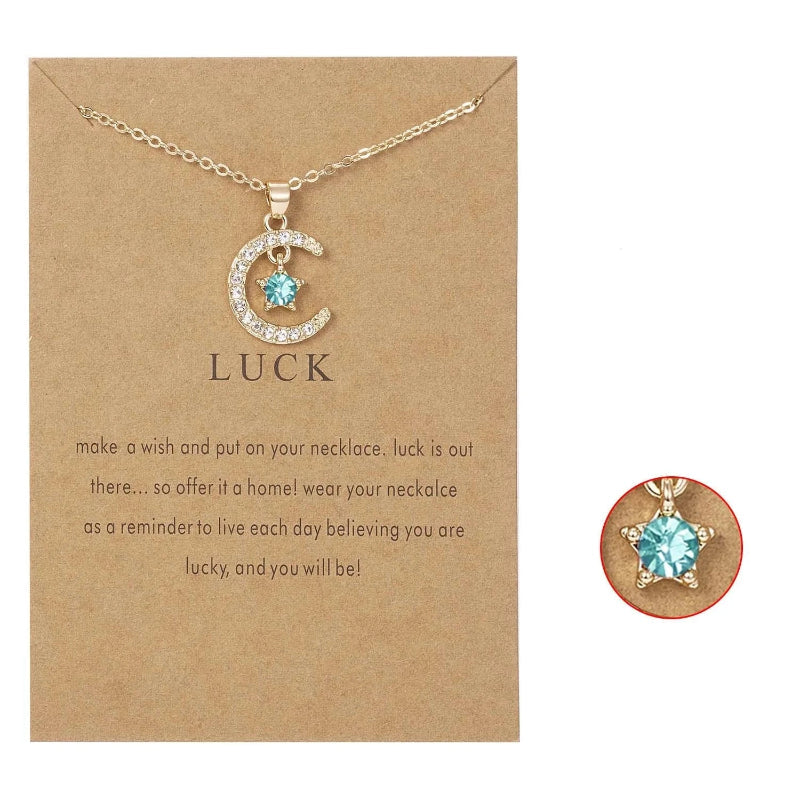 Κολιέ με μενταγιόν φεγγάρι από στρας, λίθος γέννησης