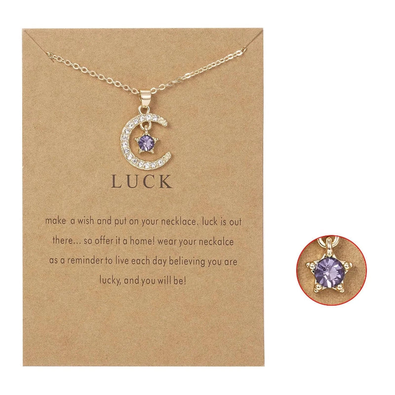 Κολιέ με μενταγιόν φεγγάρι από στρας, λίθος γέννησης