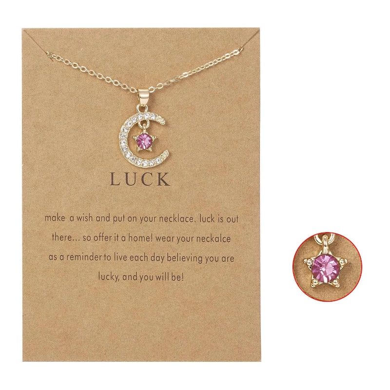 Κολιέ με μενταγιόν φεγγάρι από στρας, λίθος γέννησης