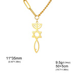Κολιέ με μεσσιανικό μενορά και αστέρι του Δαβίδ σε χρυσό