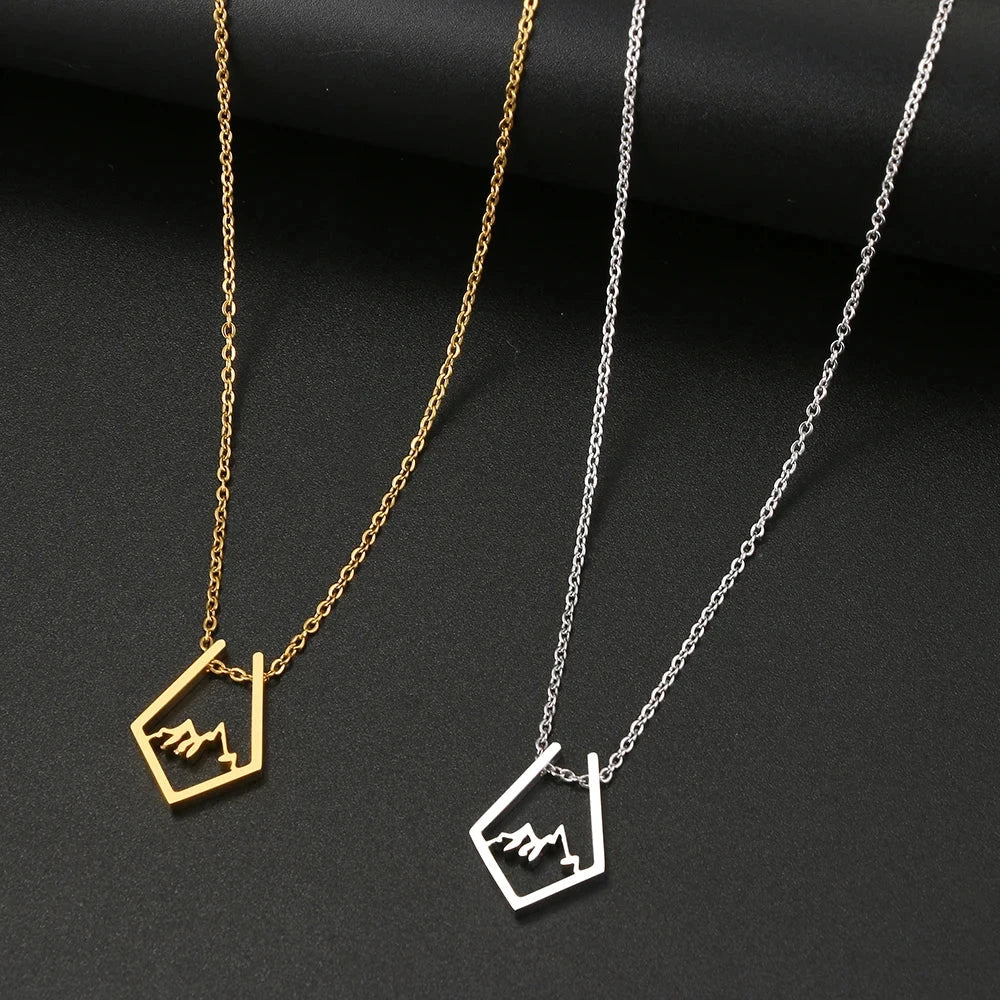 Κολιέ με μενταγιόν βουνό ασημί