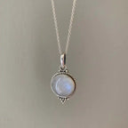 Κολιέ με Μενταγιόν Φεγγαρόπετρας Vintage Στυλ 