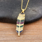 Κολιέ με Μενταγιόν Φτερό και Ζιρκόν 