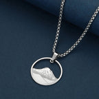 Κολιέ με Στρογγυλό Μενταγιόν Βουνό ασημί