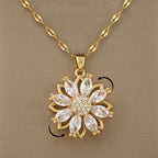 Κολιέ με Περιστρεφόμενο Μενταγιόν Αντιστρες Λουλούδι για Γυναίκα