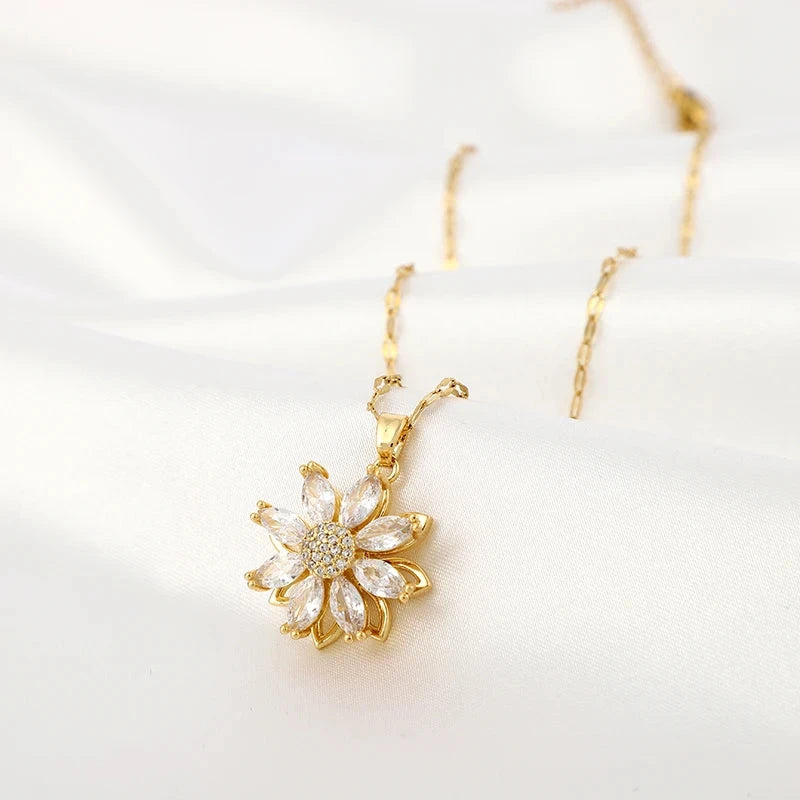 Κολιέ με Περιστρεφόμενο Μενταγιόν Αντιστρες Λουλούδι για Γυναίκα