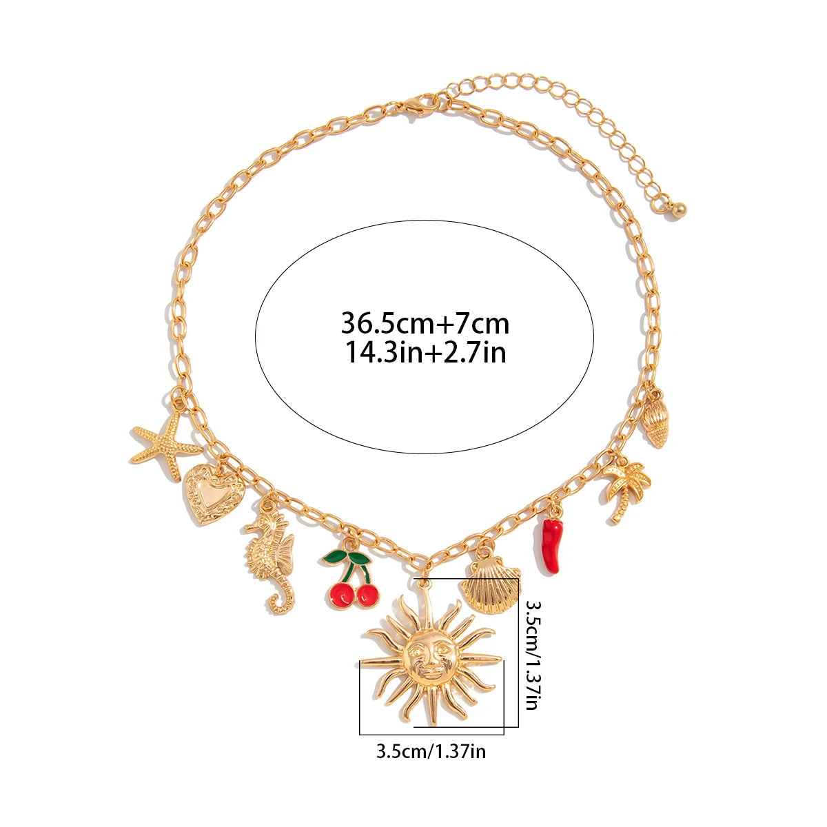 Κολιέ με μενταγιόν ήλιο και κοχύλια