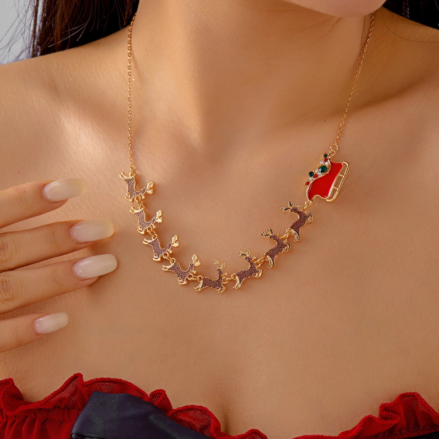 Collier avec Pendentif Traîneau de Noël