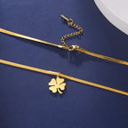 Κολιέ με μενταγιόν τετράφυλλο τριφύλλι γούρι χρυσό