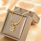 Κολιέ με μενταγιόν τετράφυλλου τριφυλλιού, γούρι και ζιρκόν