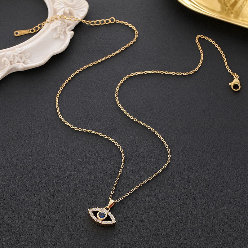 Κολιέ με Μενταγιόν Ζιργκόν Κακό Μάτι Μπλε Τουρκικό Φεγγάρι 